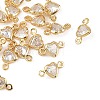 SHEGRACE Brass Pave Clear Cubic Zirconia Heart Connector Charms XGRQ2O671-448G-1