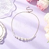Round White Shell Pearl Graduated Beaded Necklaces for Women NJEW-JN05305-1