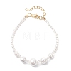 Glass Seed Bead and Shell Pearl White Round Graduated Beaded Bracelets for Women BJEW-JB12980-2