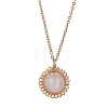 Natural Rose Quartz Copper Wire Wrapped Flower Pendant 304 Stainless Steel Cable Chain Necklaces for Women NJEW-JN05616-02-2