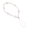 Natural Rose Quartz & Glass Seed Round Beaded Phone Hand Strap Chains HJEW-JM03363-03-4