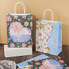 6Pcs 2 Styles 3D Flower Printed Paper Gift Bags with Handles ABAG-TAD0001-01-4