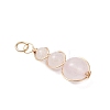 Natural Rose Quartz Round Beaded Pendants PALLOY-JF04700-01-3