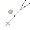 Acrylic & CCB Plastic Beaded Rosary Necklaces with Alloy Cross Pendant NJEW-JN05856-01-3