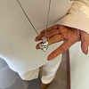 Natural Rose Quartz Rondelle Bead & Alloy Heart Pendant Necklaces for Women WG862D8-01-2