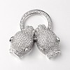 Brass Micro Pave Cubic Zirconia Fold Over Clasps ZIRC-M043-P-02-RS-2