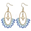 Oval Brass & 304 Stainless Steel Dangle Earrings EJEW-MZ00799-01-3