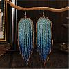Bohemian Style Handmade Glass Seed Beads Tassel Stud Earrings JY9074-1