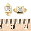 Brass Pave Clear Cubic Zirconia Square Connector Charms KK-Z120-34G-3