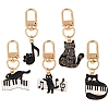 5Pcs Cat & Music Theme Alloy Enamel Pendant Decoration HJEW-FS00035-03-1
