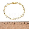 Brass Glass Flower Link Chain Bracelets KK-CBA7DFA-01G-06-5