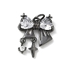 Brass Micro Pave Clear Cubic Zirconia Pendants CU-CBA9FFD-03B-1