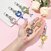 Glass & Cat Eye & Alloy Pendant Decorations HJEW-YW00485-01-4