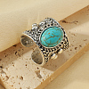 Adjustable Zinc Alloy with Synthetic Turquoise Cuff Rings CJ8951-2-1