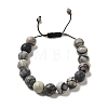 12.5mm Round Natural Black Netstone Braided Bead Bracelets for Women Men BJEW-C060-01R-1