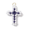 Beaded Cross Charms PALLOY-GD00002-06-1