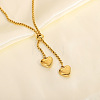 304 Stainless Steel Heart Tassel Lariat Necklaces for Women WG6DC06-01-2