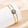 304 Stainless Steel & Natural Paua Shell Cuff Bangles for Women BJEW-JB14122-02-5