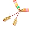 Golden Natural Lava Rock Round Power Beads Necklace for Kid NJEW-JN03759-6