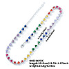 Brass Colorful Rhinestone Rainbow Heart Tennis Necklaces for Women WY6885-2-2