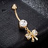 Brass Cubic Zirconia Navel Ring AJEW-EE0004-27A-1