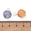 Baking Paint and Golden Metal Enlaced Glass Pendants PALLOY-JF05670-01-3