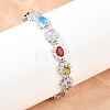 Platinum Tone Brass Micro Pave Cubic Zirconia Tennis Bracelets BJEW-B160-15P-1