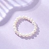 Natural Pearl Bead Finger Rings for Women RJEW-JR00963-02-4