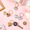 4Pcs 2 Colors Stainless Steel Photo Locket Keychains KEYC-FG0001-25A-4