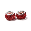 Polymer Clay Rhinestone European Large Hole Beads with Silver Color Plated Brass Cores FPDL-R002-06-3