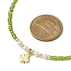 6Pcs 6 Colors Saint Patrick's Day Brass Clover Pendant Glass Seed Beaded Necklaces for Women NJEW-JN05642-3