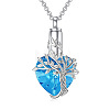 Heart with Tree of Life Glass Urn Pendant Necklaces PW-WG54592-02-1