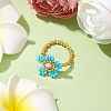 Round Seed Beads with Gemstone Beads Rings RJEW-MZ00015-04-2