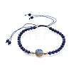 Adjustable Natural Lapis Lazuli(Dyed) Braided Bead Bracelets BJEW-JB04558-02-1