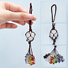 WADORN 2Pcs 2 Styles Gemstone Pendant Decoration with Gemstone Chip Tassel and Nylon Thread AJEW-WR0001-71B-3