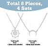 FIBLOOM 4 Sets 4 Style Sun and Moon 304 Stainless Steel Pendant Necklaces Set NJEW-FI0001-22-2
