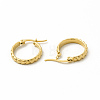 201 Stainless Steel Grooved Hoop Earrings with 304 Stainless Steel Pins for Women EJEW-M214-02B-G-1