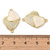 Rack Plating Brass Micro Pave Clear Cubic Zirconia Connector Charms KK-P268-20G-02-3