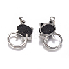 Natural Lava Rock Kitten Pendants G-L512-R05-2