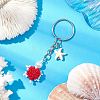 Tortoise Glass Seed Beads Pendant Keychain HJEW-MZ00105-01-2