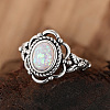 Alloy with Plastic Imitation Opal Finger Rings FS-WG4C942-03-3