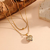 Duo Tone 304 Stainless Steel Heart Pendant Double Layer Necklaces for Women WG85E59-01-1