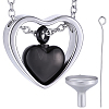 1Pc 304 Stainless Steel Heart Pendant Urn Ashes Necklaces NJEW-CN0001-19EBP-1