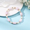 Natural Kunzite & Cultured Freshwater Pearl & Brass Beaded Strtetch Bracelets for Women BJEW-JB14124-02-1