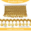Polyester Braided Metallic Lace Trim with Metal Flat Round Tassel OCOR-WH0082-538-2