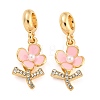 Rack Plating Alloy Enamel Flower European Dangle Charms FIND-B034-15G-01-1