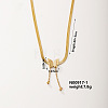 Fashionable Stainless Steel Short Snake Bone Chain Butterfly Link Necklaces HK7200-1