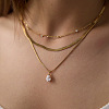 304 Stainless Steel Pave Clear Cubic Zirconia Teardrop Pendant 3 Layer Necklaces for Women WGFD083-01-5