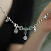 Natural Chalcedony Lucky Donut & Brass Fu Charm Anklets for Women FS-WG9BF59-01-2
