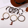 7Pcs Boot Western Cowboy Style Polymer Clay Heishi  & CCB Plastic & Natural Tiger Eye Beaded Bracelets FS-WG5CAF3-03-3